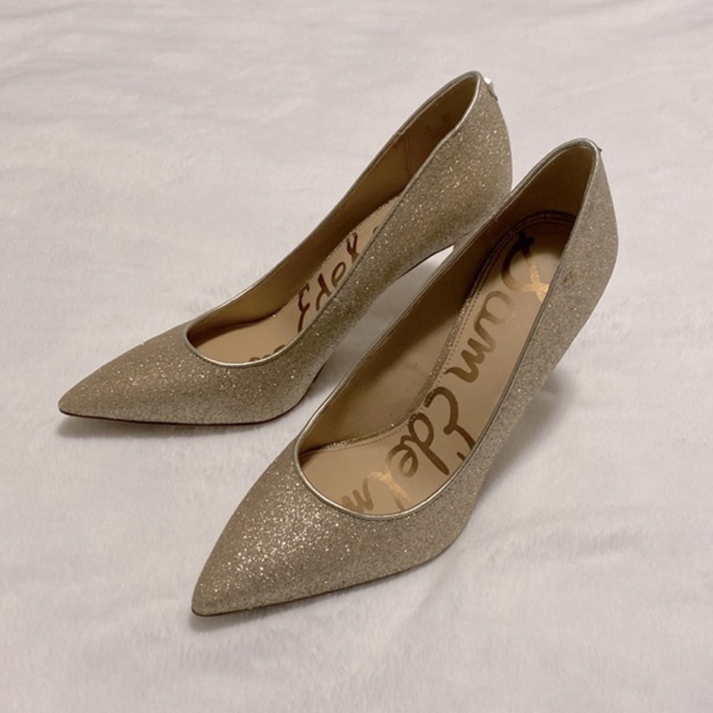 Sam Edelman Sparkly Gold Heels, 8.5‎